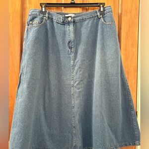 Roaman's Blue Midi A-Line Skirt Casual